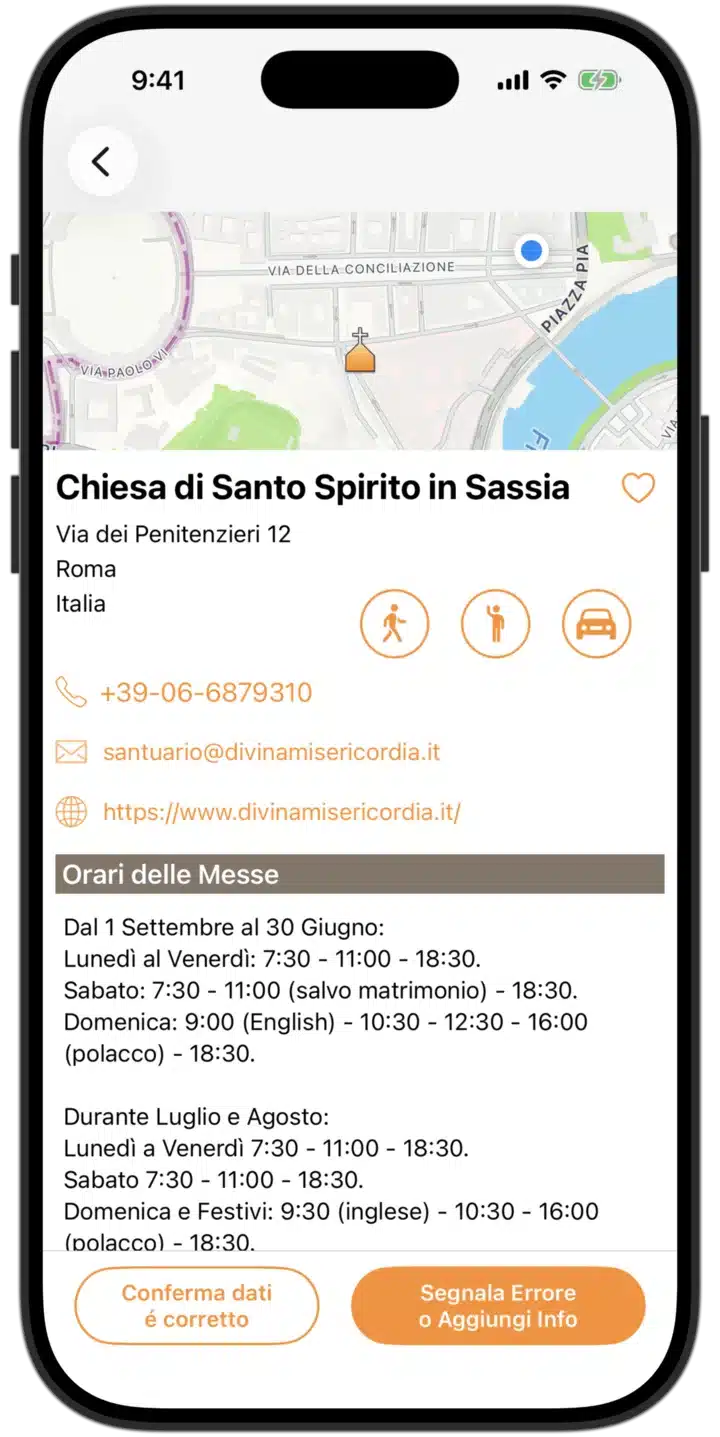 Orari Messe app - Contatti e orari delle messe delle chiese cattoliche