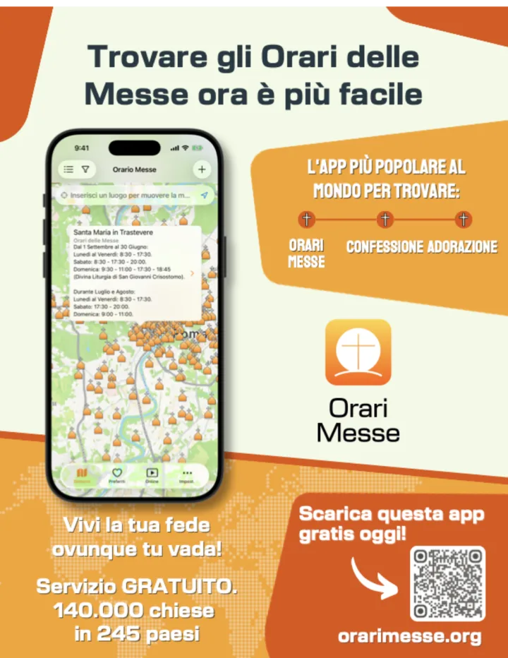 Orari Messe - Condividi questa app pubblicando questo poster sulla bacheca della tua parrocchia.